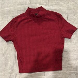 Urban Outfitters Red Crop Fitted Short Turtleneck